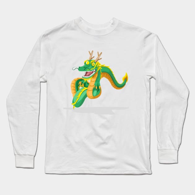 Dragon on Air to Move Long Sleeve T-Shirt by spacemedia